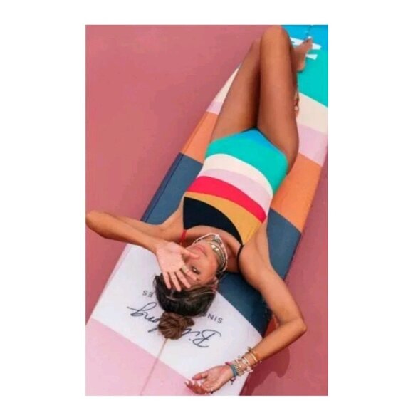 Billabong X Sincerely Jules Women S Mas Fiestas MultiColor Colorblock NWOT FLAW - Picture 3 of 5